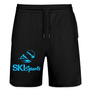 Ski sports - Stanley/Stella Trainer Unisex Organic Jogging Shorts - black - Front - Nik (191cm) & Marisol (170cm)