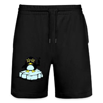 beach pinguin eisscholle - Stanley/Stella Unisex Bio Joggingshorts Trainer  - Schwarz - Vorne - Nik (191cm) & Marisol (170cm)