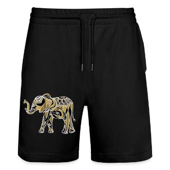 Elefant - Stanley/Stella Unisex Bio Joggingshorts Trainer  - Schwarz - Vorne - Nik (191cm) & Marisol (170cm)