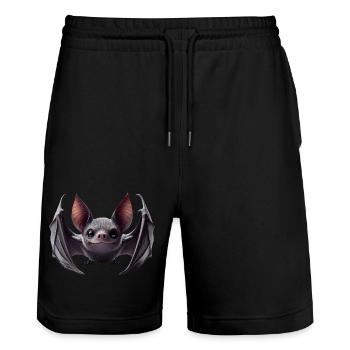 Fledermaus 2 - Stanley/Stella Unisex Bio Joggingshorts Trainer  - Schwarz - Vorne - Nik (191cm) & Marisol (170cm)