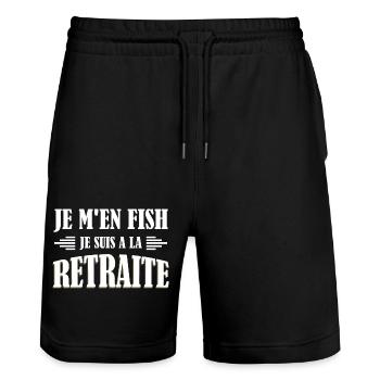 Je M'en Fish, Je suis A La Retraite - Short de jogging bio TRAINER Stanley/Stella unisexe - noir - Devant - Nik (191cm) & Marisol (170cm)