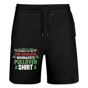 Weihnachtsmann Weihnachten Hässliche Weihnachten - Stanley/Stella Unisex Bio Joggingshorts Trainer  - Schwarz - Vorne - Nik (191cm) & Marisol (170cm)