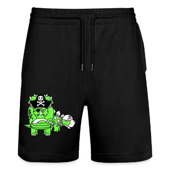 Triceratops Stegosaurus 2 Dinosaurier Pirat Dino - Stanley/Stella Unisex Bio Joggingshorts Trainer  - Schwarz - Vorne - Nik (191cm) & Marisol (170cm)