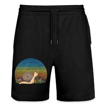 Escargot - Short de jogging bio TRAINER Stanley/Stella unisexe - noir - Devant - Nik (191cm) & Marisol (170cm)
