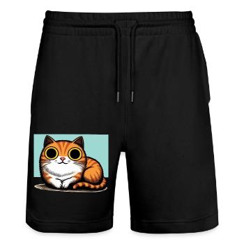 Süße Katze mit großen Augen - Stanley/Stella Unisex Bio Joggingshorts Trainer  - Schwarz - Vorne - Nik (191cm) & Marisol (170cm)