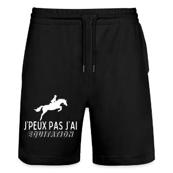 ICH KANN NICHT REITEN - Stanley/Stella Unisex Bio Joggingshorts Trainer  - Schwarz - Vorne - Nik (191cm) & Marisol (170cm)