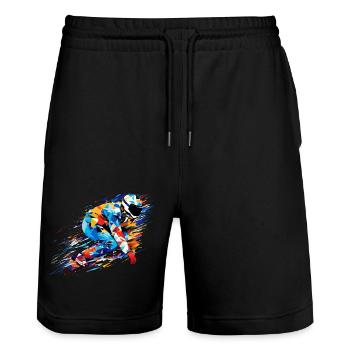 Snowboard Sport Game Champion Competition Abstract - Stanley/Stella Trainer Unisex Organic Jogging Shorts - black - Front - Nik (191cm) & Marisol (170cm)