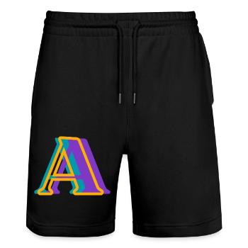 Buchstabe A mehrfarbig - originelle Geschenkidee - Stanley/Stella Unisex Bio Joggingshorts Trainer  - Schwarz - Vorne - Nik (191cm) & Marisol (170cm)