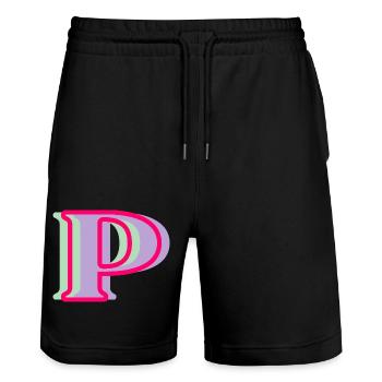 Mehrfarbiger Buchstabe p - Stanley/Stella Unisex Bio Joggingshorts Trainer  - Schwarz - Vorne - Nik (191cm) & Marisol (170cm)