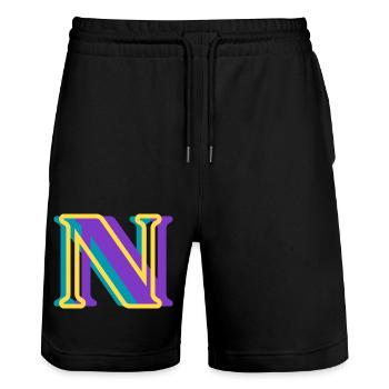 Mehrfarbiger Buchstabe n - Stanley/Stella Unisex Bio Joggingshorts Trainer  - Schwarz - Vorne - Nik (191cm) & Marisol (170cm)