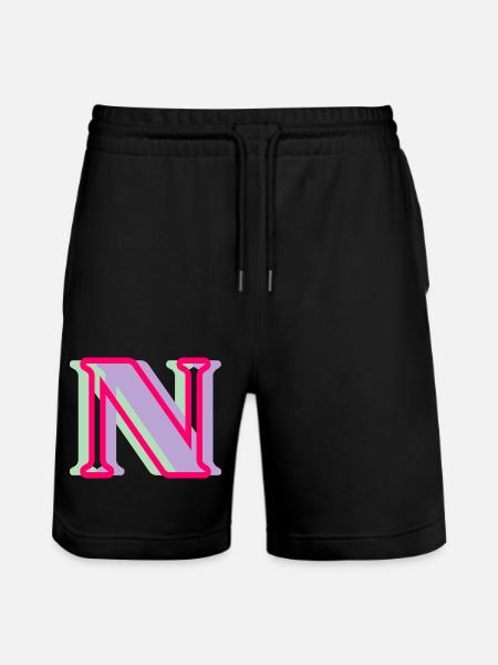 Mehrfarbiger Buchstabe n - Stanley/Stella Unisex Bio Joggingshorts Trainer - Schwarz