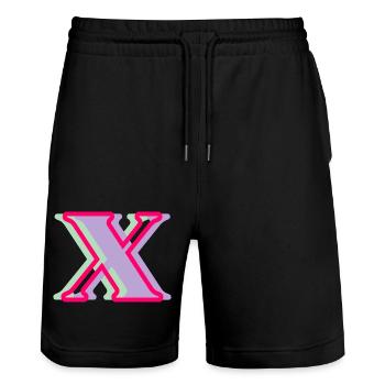 Lettre x multicolore - Short de jogging bio TRAINER Stanley/Stella unisexe - noir - Devant - Nik (191cm) & Marisol (170cm)