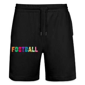 Football Colors - Football Lover Gift - Stanley/Stella Trainer Unisex Organic Jogging Shorts - black - Front - Nik (191cm) & Marisol (170cm)