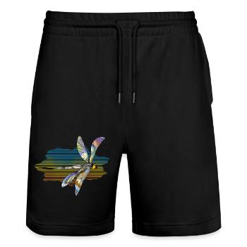 Dragonfly - Stanley/Stella Trainer Unisex Organic Jogging Shorts - black - Front - Nik (191cm) & Marisol (170cm)