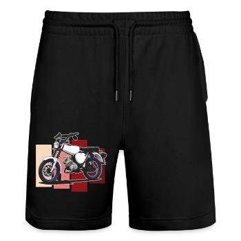 S51 (weiß) // Illustration - Stanley/Stella Unisex Bio Joggingshorts Trainer  - Schwarz - Vorne - Nik (191cm) & Marisol (170cm)
