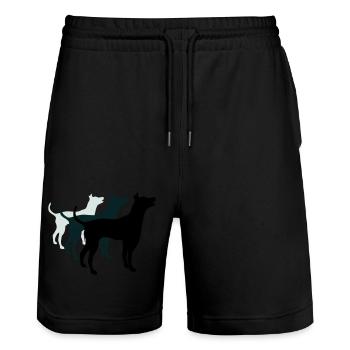 3 Dogs Silhouette Team Crew Friends - Stanley/Stella Trainer Unisex Organic Jogging Shorts - black - Front - Nik (191cm) & Marisol (170cm)