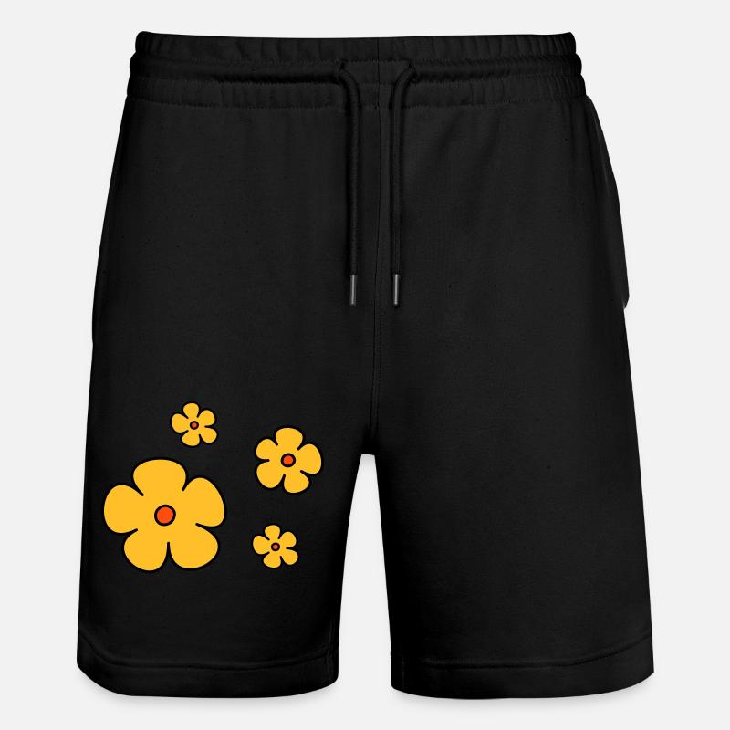 Blumen dreifarbig - Stanley/Stella Unisex Bio Joggingshorts Trainer  - Schwarz