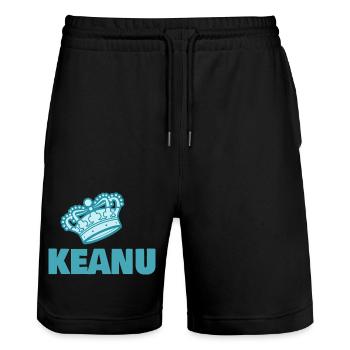 First name Keanu - Stanley/Stella Trainer Unisex Organic Jogging Shorts - black - Front - Nik (191cm) & Marisol (170cm)