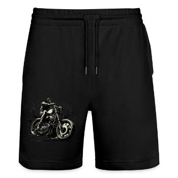 Motorcycle, V2, Retro Motorcycle - Stanley/Stella Unisex Bio Joggingshorts Trainer  - Schwarz - Vorne - Nik (191cm) & Marisol (170cm)