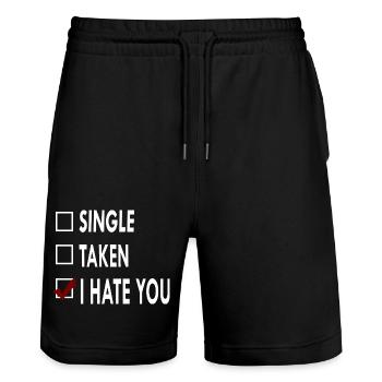 SINGLE HATE - Short de jogging bio TRAINER Stanley/Stella unisexe - noir - Devant - Nik (191cm) & Marisol (170cm)