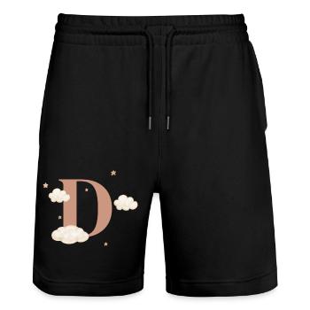 Letter d clouds stars - Stanley/Stella Trainer Unisex Organic Jogging Shorts - black - Front - Nik (191cm) & Marisol (170cm)