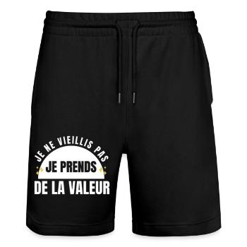 I don't get old, I increase in value - Stanley/Stella Trainer Unisex Organic Jogging Shorts - black - Front - Nik (191cm) & Marisol (170cm)