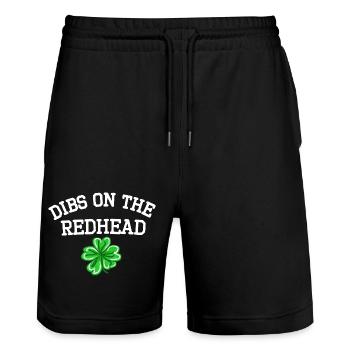 Dibs On The Redhead cooler Lustige St Patricks Day - Stanley/Stella Unisex Bio Joggingshorts Trainer  - Schwarz - Vorne - Nik (191cm) & Marisol (170cm)