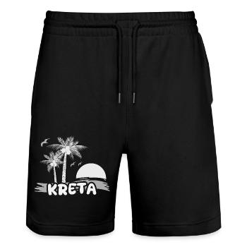 Plage de Crète - Short de jogging bio TRAINER Stanley/Stella unisexe - noir - Devant - Nik (191cm) & Marisol (170cm)