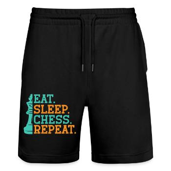 Chess King Gift Chess Sport Chess Master - Stanley/Stella Trainer Unisex Organic Jogging Shorts - black - Front - Nik (191cm) & Marisol (170cm)
