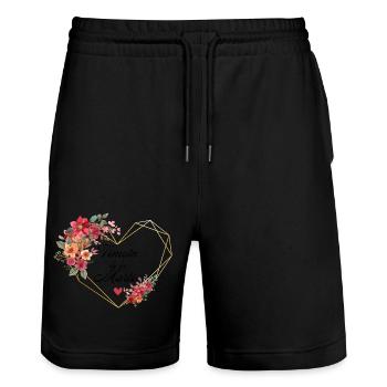 Bride's Witness Golden Heart Floral - Stanley/Stella Trainer Unisex Organic Jogging Shorts - black - Front - Nik (191cm) & Marisol (170cm)