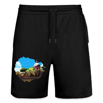 The Dôme de La Grave in Toulouse under the vegetation - Stanley/Stella Trainer Unisex Organic Jogging Shorts - black - Front - Nik (191cm) & Marisol (170cm)