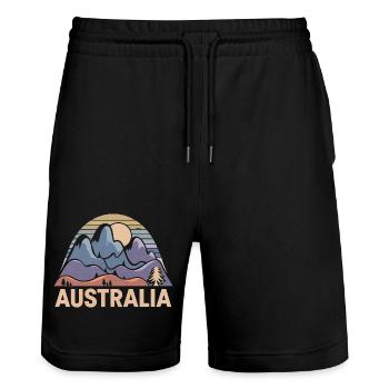 Australien Australien Abstrakte Berge Geschenk - Stanley/Stella Unisex Bio Joggingshorts Trainer  - Schwarz - Vorne - Nik (191cm) & Marisol (170cm)
