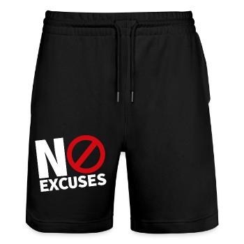 NO EXCUSES white - Stanley/Stella Trainer Unisex Organic Jogging Shorts - black - Front - Nik (191cm) & Marisol (170cm)