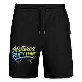Mallorca Party Team Bunt - Stanley/Stella Unisex Bio Joggingshorts Trainer  - Schwarz - Vorne - Nik (191cm) & Marisol (170cm)