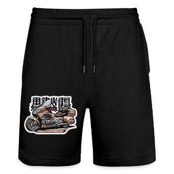 Ride the golden wing of JDM - Stanley/Stella Unisex Bio Joggingshorts Trainer  - Schwarz - Vorne - Nik (191cm) & Marisol (170cm)