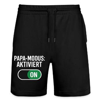 Papa-Modus aktiviert - Dad-Mode:ON - Stanley/Stella Unisex Bio Joggingshorts Trainer  - Schwarz - Vorne - Nik (191cm) & Marisol (170cm)