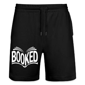 Réservé - Cool Book Lover Design - Short de jogging bio TRAINER Stanley/Stella unisexe - noir - Devant - Nik (191cm) & Marisol (170cm)