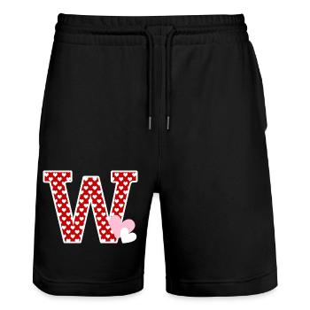 Buchstabe w Herz - Stanley/Stella Unisex Bio Joggingshorts Trainer  - Schwarz - Vorne - Nik (191cm) & Marisol (170cm)