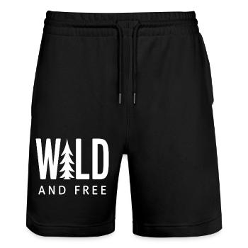 Nature Forêt Sauvage et Libre - Short de jogging bio TRAINER Stanley/Stella unisexe - noir - Devant - Nik (191cm) & Marisol (170cm)
