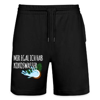 Je m’en fiche, j’ai de l’eau de - Short de jogging bio TRAINER Stanley/Stella unisexe - noir - Devant - Nik (191cm) & Marisol (170cm)