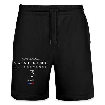Saint-Rémy de Provence 13 Bouches-du-Rhône - Stanley/Stella Trainer Unisex Organic Jogging Shorts - black - Front - Nik (191cm) & Marisol (170cm)