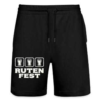 Rutenfest Ravensburg Bier Symbole - Stanley/Stella Unisex Bio Joggingshorts Trainer  - Schwarz - Vorne - Nik (191cm) & Marisol (170cm)