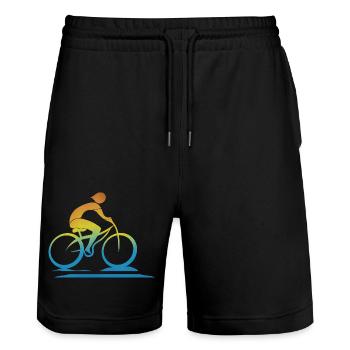 Cyclist - Stanley/Stella Trainer Unisex Organic Jogging Shorts - black - Front - Nik (191cm) & Marisol (170cm)