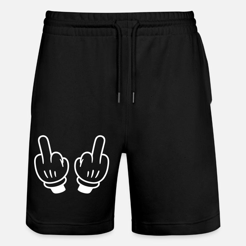 Doigt d’honneur main bande dessinée - Short de jogging bio TRAINER Stanley/Stella unisexe - noir