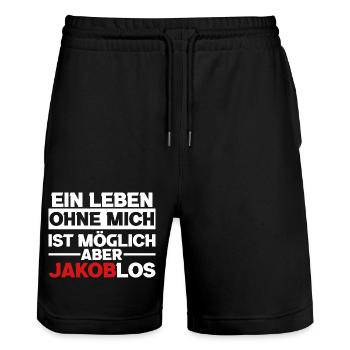 Bier Bierliebhaber Saufen Feiern Jakob - Stanley/Stella Unisex Bio Joggingshorts Trainer  - Schwarz - Vorne - Nik (191cm) & Marisol (170cm)