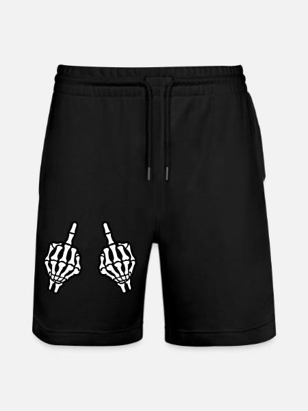 Middle Finger Hand Skeleton - Stanley/Stella Trainer Unisex Organic Jogging Shorts - black