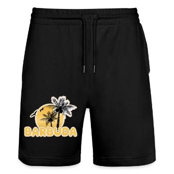 Gift for Barbuda - Stanley/Stella Trainer Unisex Organic Jogging Shorts - black - Front - Nik (191cm) & Marisol (170cm)