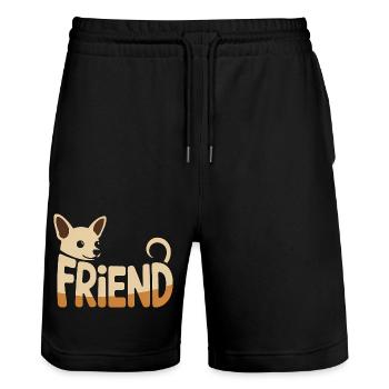 Friend Dog Chihuahua - Cool Pet Logo - Stanley/Stella Trainer Unisex Organic Jogging Shorts - black - Front - Nik (191cm) & Marisol (170cm)