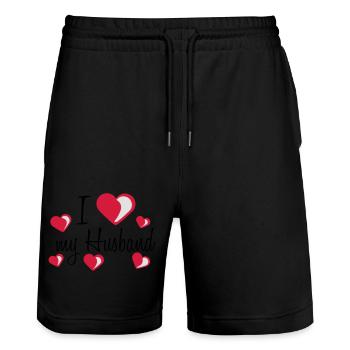 i love my worlds greatest bester ehemann husband t - Stanley/Stella Unisex Bio Joggingshorts Trainer  - Schwarz - Vorne - Nik (191cm) & Marisol (170cm)