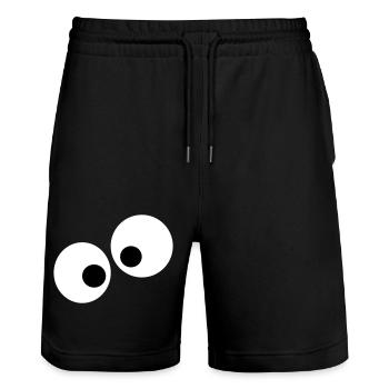 eyes - Stanley/Stella Trainer Unisex Organic Jogging Shorts - black - Front - Nik (191cm) & Marisol (170cm)